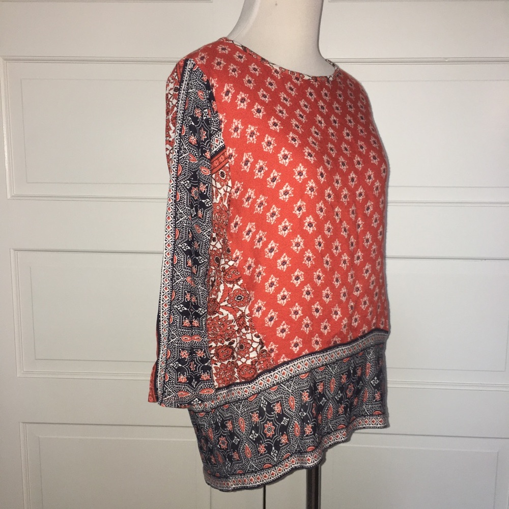 Lucky Brand Border Print Top S Red - Picture 3 of 8
